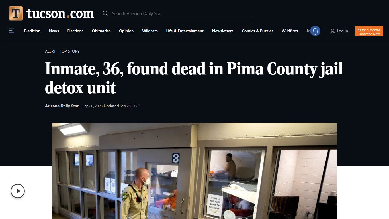Inmate, 36, found dead in Pima County jail detox unit - Arizona Daily Star